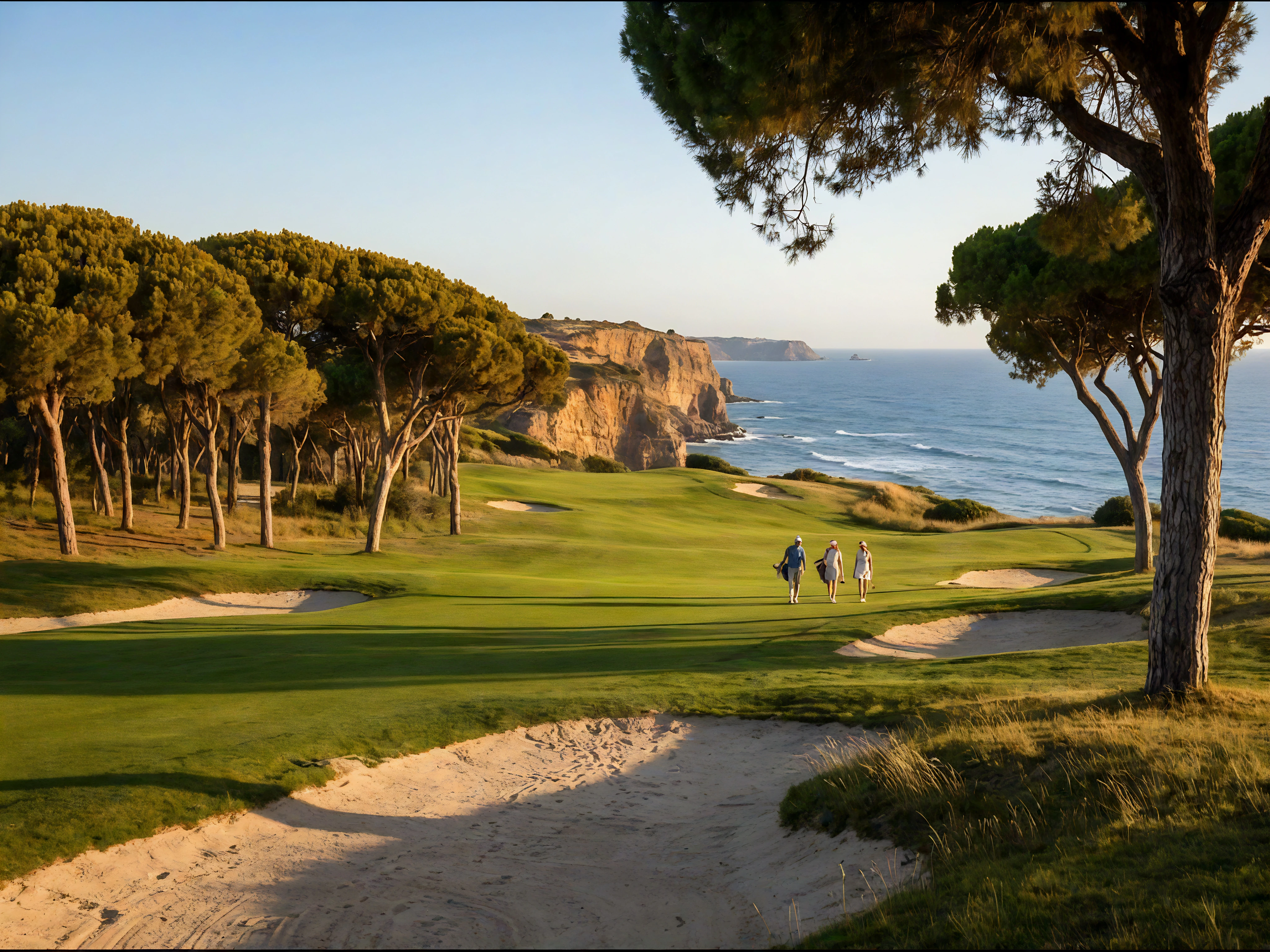 Scenic Portuguese golf course with lush green fairways and coastal views